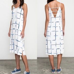 RVCA Bottleneck Midi Dress in Blue / White